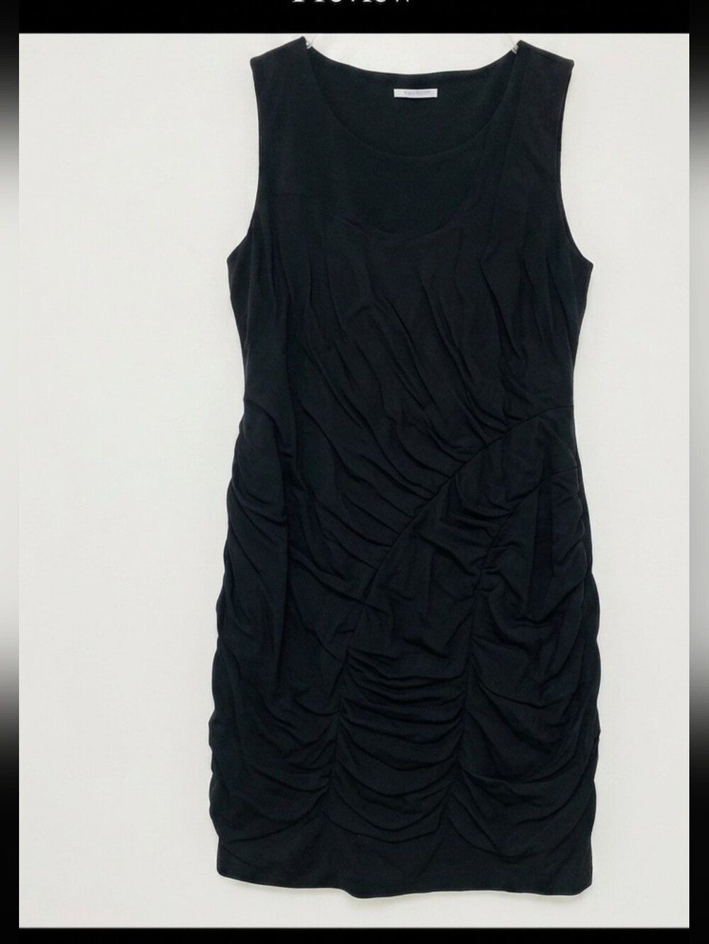 DKNYC Silk Black Sleeveless Textured Sheath Dress M…
